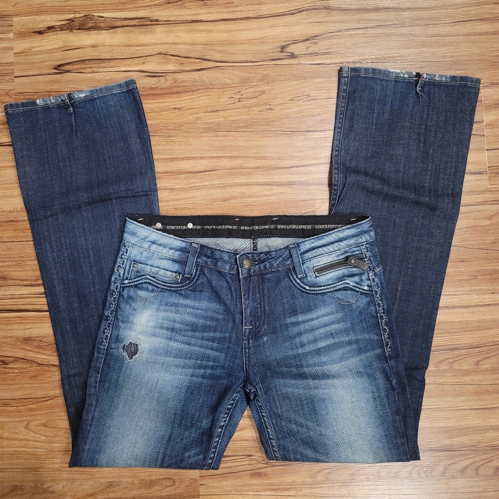 ReRock For Express Bootcut Blue Denim Fashion Jeans